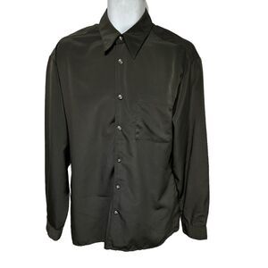 lamasini green lion detail button up long sleeve shirt Size M